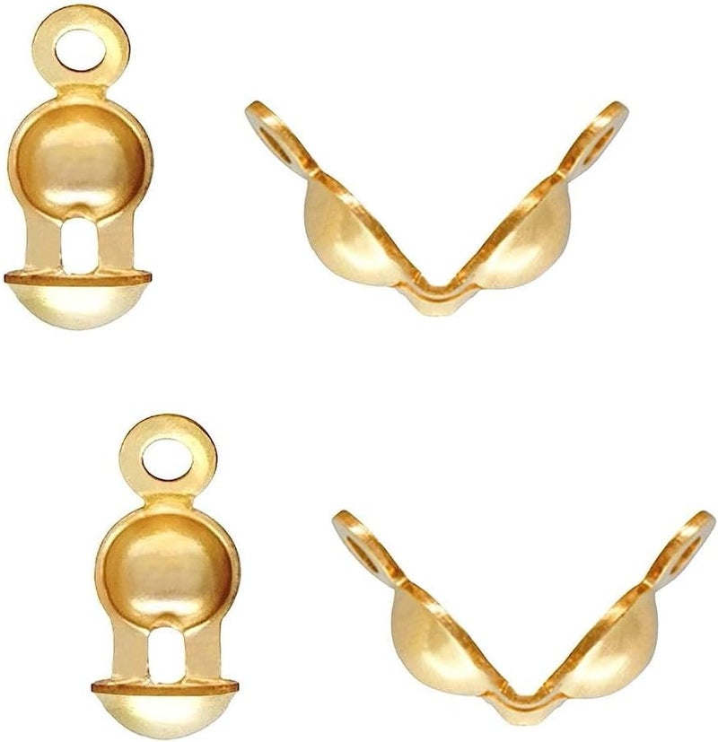 Adabele 20pcs Real 1/20 14K Gold Filled Clamshell Calotte Bead Tip End Cap Knot Cover Double Closed Rings for DIY Craft Jewelry Making JK4-B2 - Image 1
